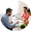 Students discussing education loan options for studying abroad